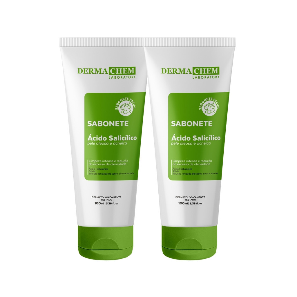 Kit Antioleosidade Dermachem 2un Sabonete Ácido Salicílico Tratamento de Acne