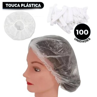 100 Toucas Plástica Descartáveis para Banho Cabelo Sanfonada em Oferta na Shopee
