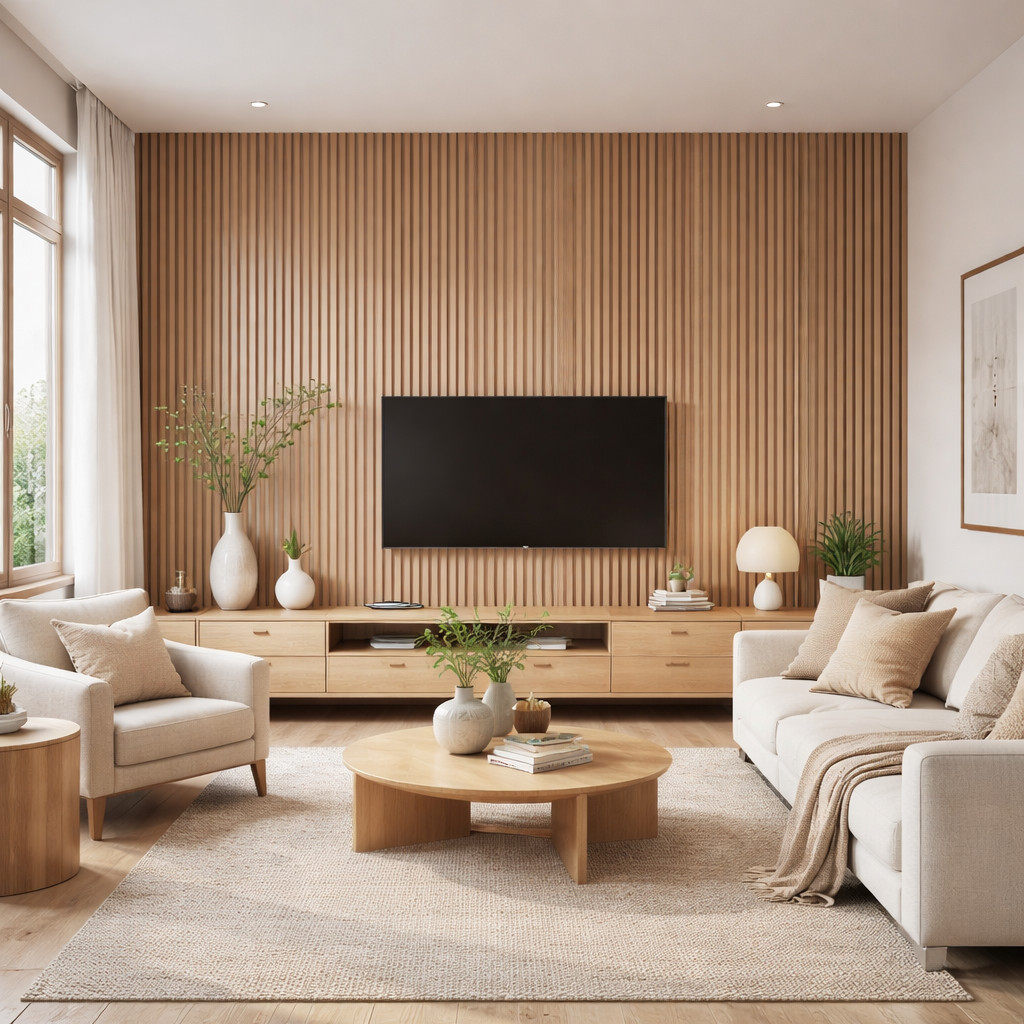 Kit Painel Ripado Placas Madeira MDF Premium Autoadesivo Parede Quarto Sala Tv Escritório Cozinha