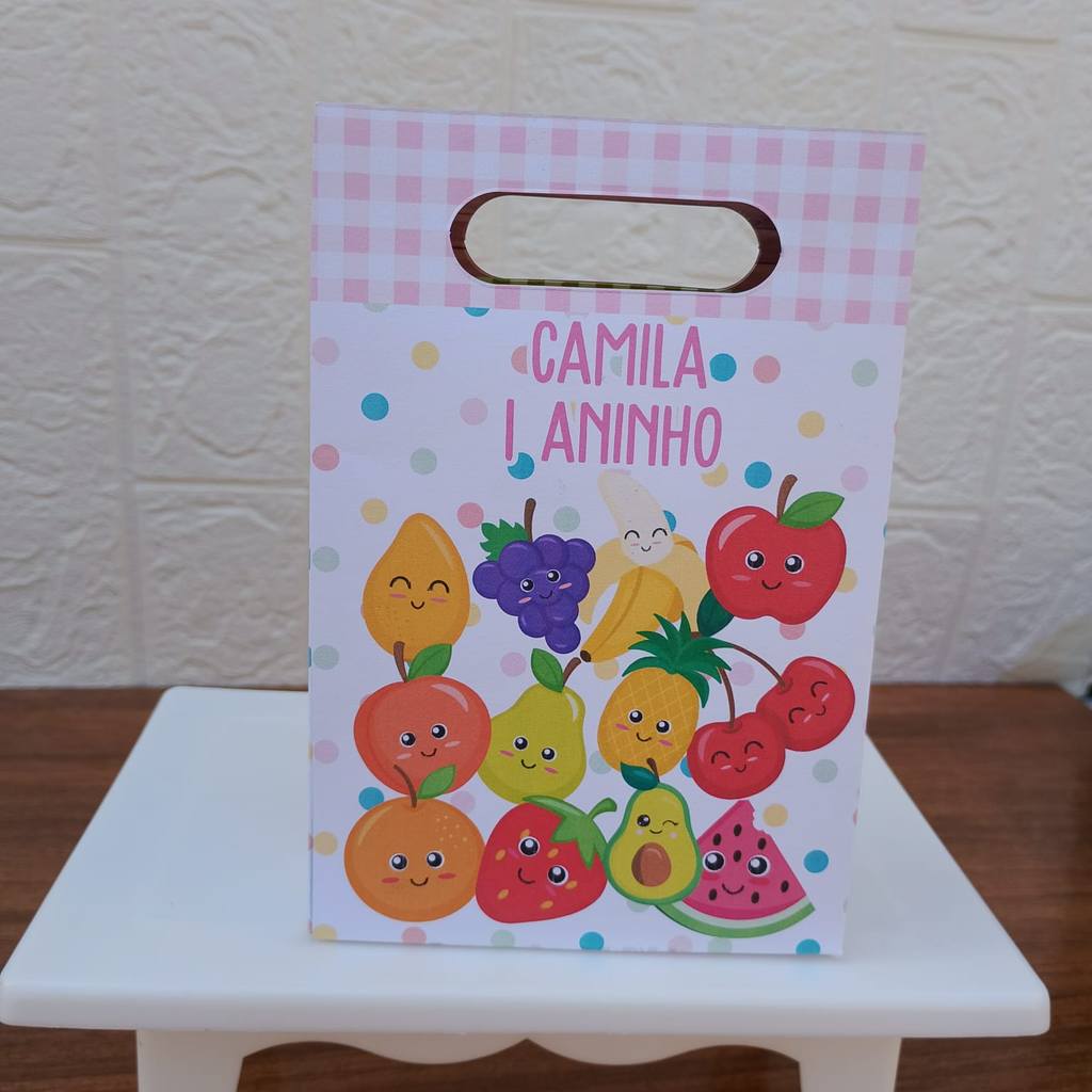 PEGUE E MONTE FESTA ANIVERSARIO Lembrancinha Sacolinha PP Personalizada Boca de Palhaço FRUTAS FRUTINHAS