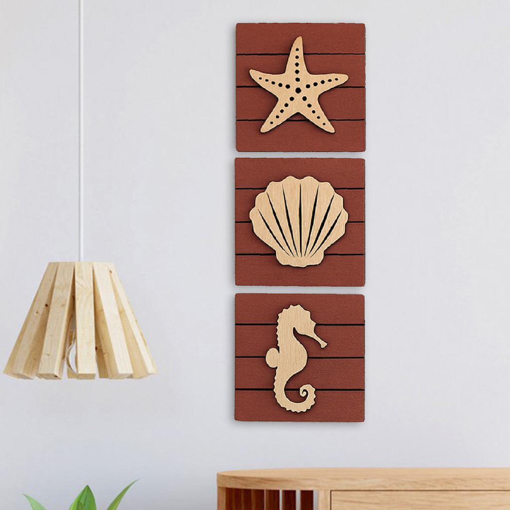Kit 3 Quadros Decorativos Marinhos para Casa de praia Hotel Pousada