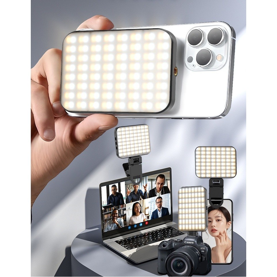 Mini Iluminador LED RGB Magnético Clip Para Celular Notebook - Luz de Selfie Vlog Video Conferencia
