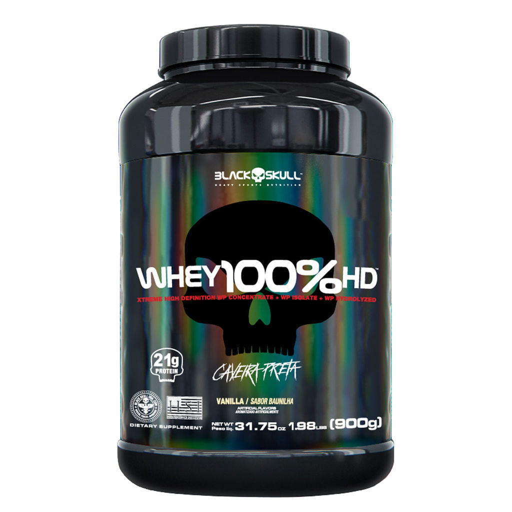 Whey 100% HD (WPC, WPI E WPH) - 900g - Black Skull em Oferta na Shopee