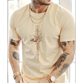 Camiseta Masculina T-Shirt 100% Algodão Estampada Bussola Minimalista  Streetwear