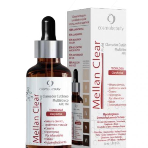 Fluido Clareador Facial Mellan Clear 30ml Cosmobeauty Cuidado com Manchas, Melasma e Uniformização