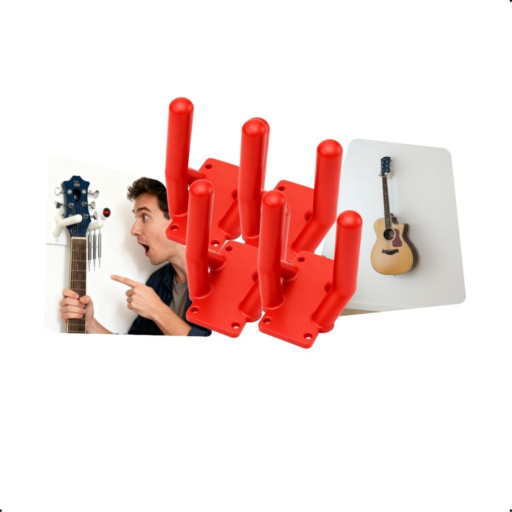 Kit 4 Suporte De Parede Para Violão e Guitarra Universal Em Plástico Resistente Com Fixação Por Parafuso