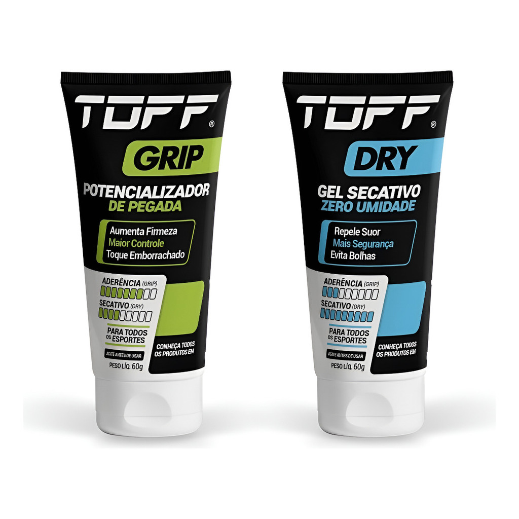 Kit Dry Gel Secativo Para as Mãos 60g + Grip Gel Potencializador de Pegada 60g Toff