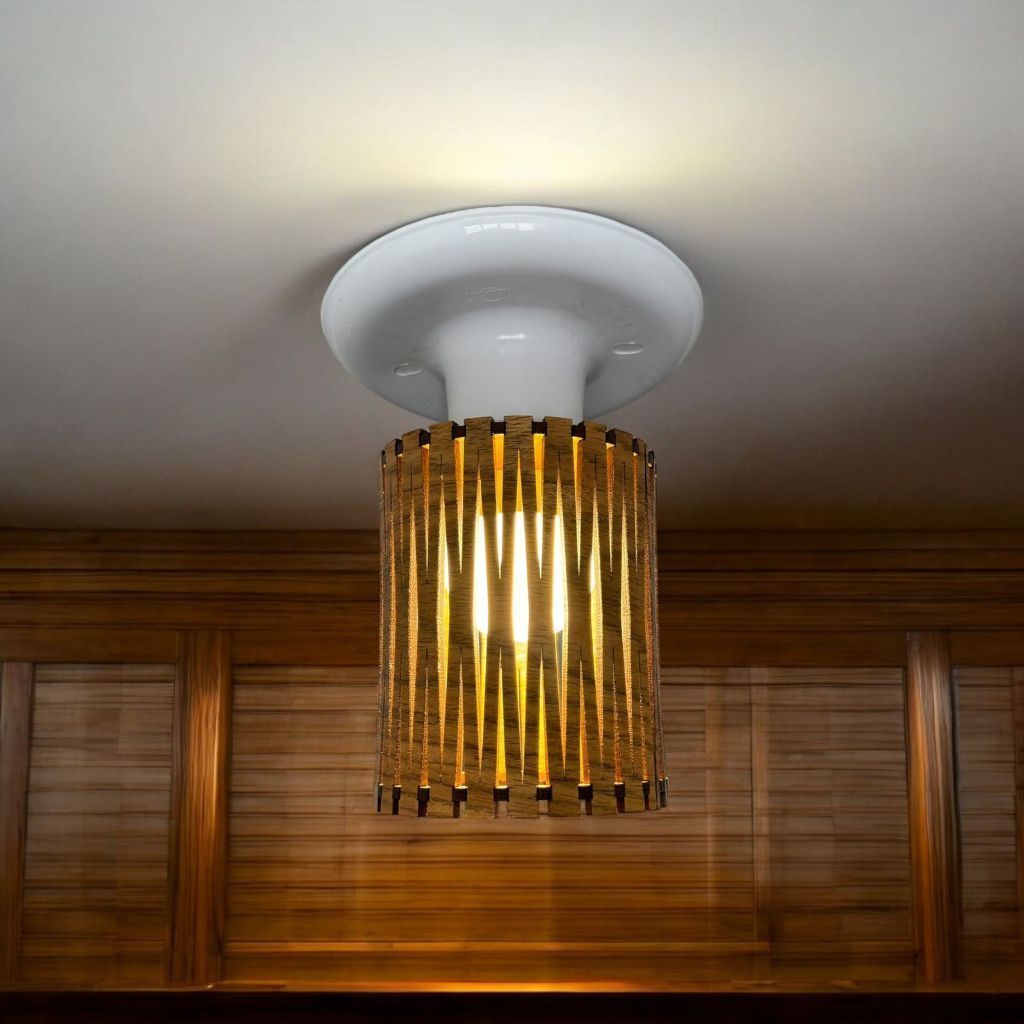 Luminária de Sobrepor Plafon em madeira natural Freijo ripado Fácil instalação em Oferta na Shopee