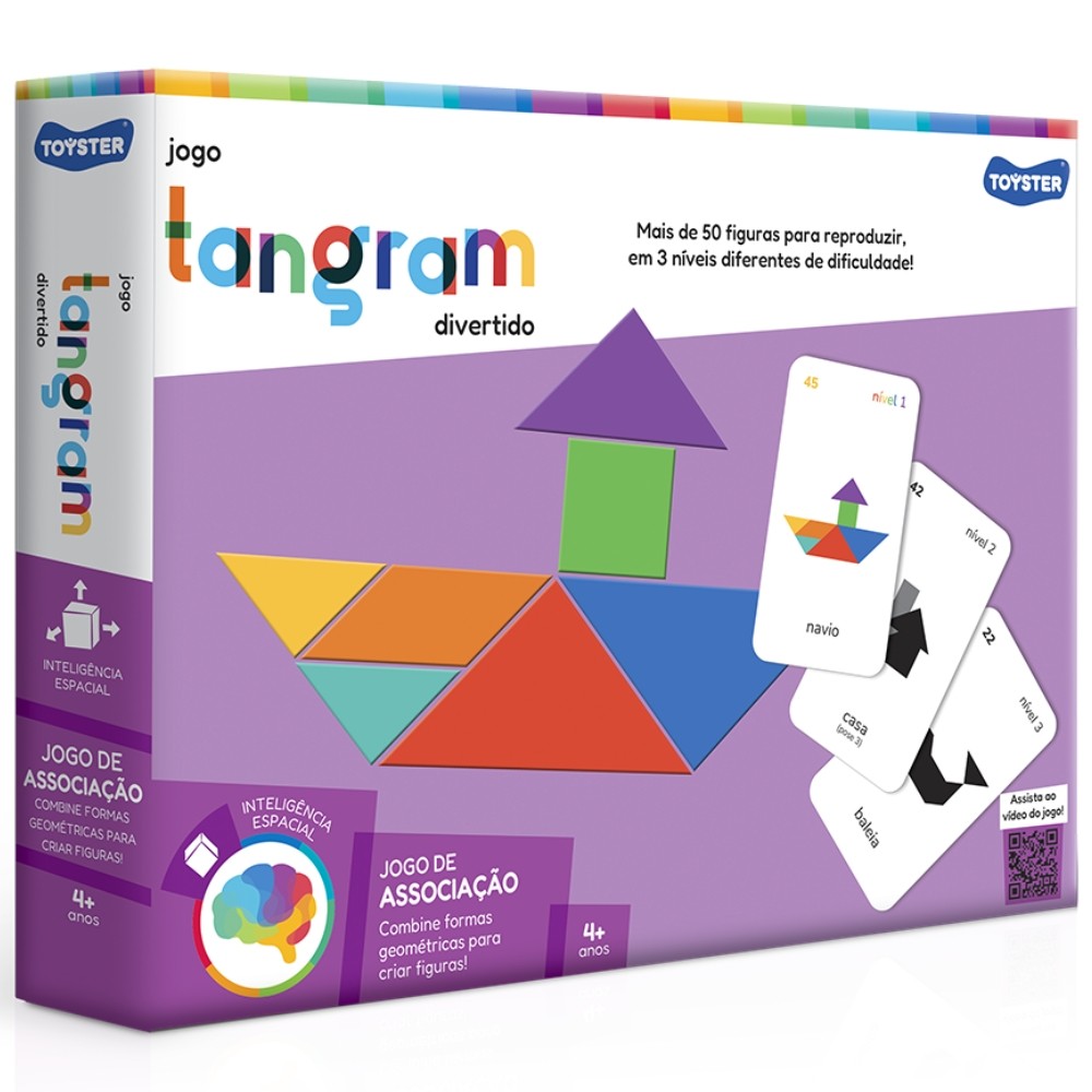 JOGO EDUCATIVO TANGRAM DIVERTIDO TOYSTER RACIOCÍNIO LÓGICO FIGURA HABILIDADE SOCIAL CRIANÇA DESENHO
