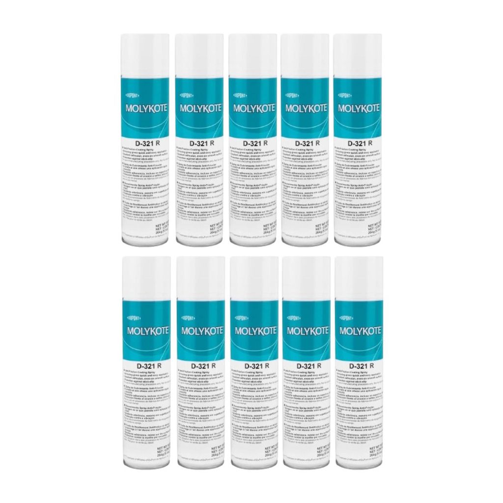 Kit 10 Molykote D-321R Spray Dupont 400Ml Lubrificante Industrial Proteção Contra Desgaste