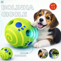 Bola Interativa Cachorro 8/10CM Brinquedo Divertido De Mastigar Wobble Wag Giggle Ball