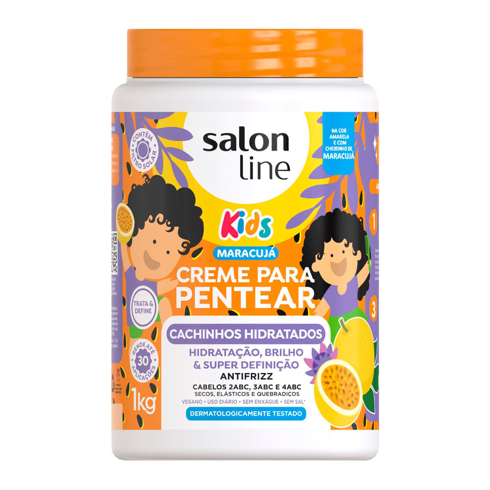 Creme para Pentear Salon Line Kids Maracujá Cachinhos Hidratados 1Kg em Oferta na Shopee