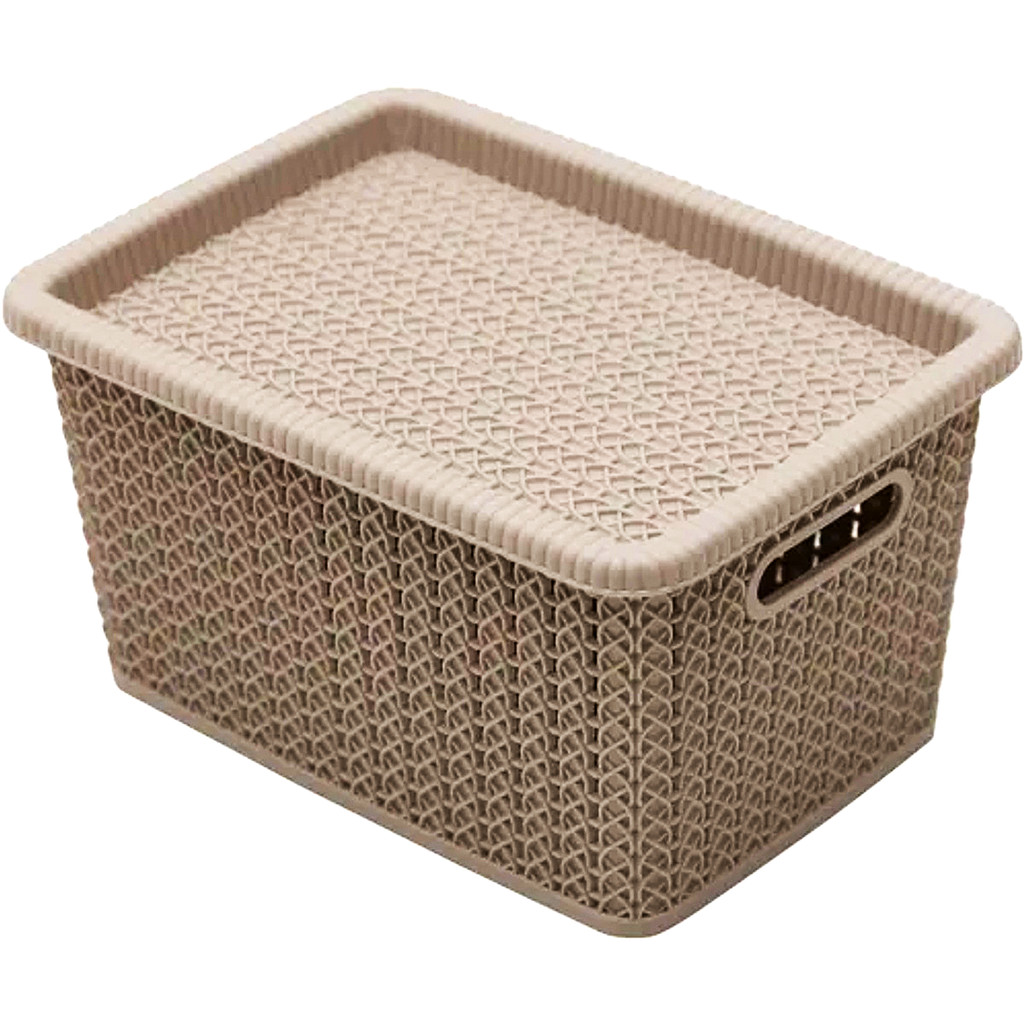 Caixa Organizadora Rattan com Tampa 5L Cesto Plástico Resistente