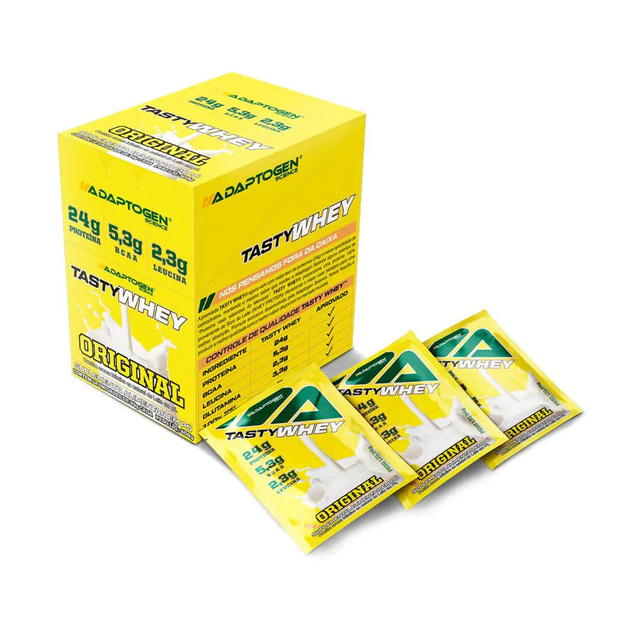 Suplemento Whey Protein Tasty Whey Adaptogen Packet Caixa 12 Saches de 34g