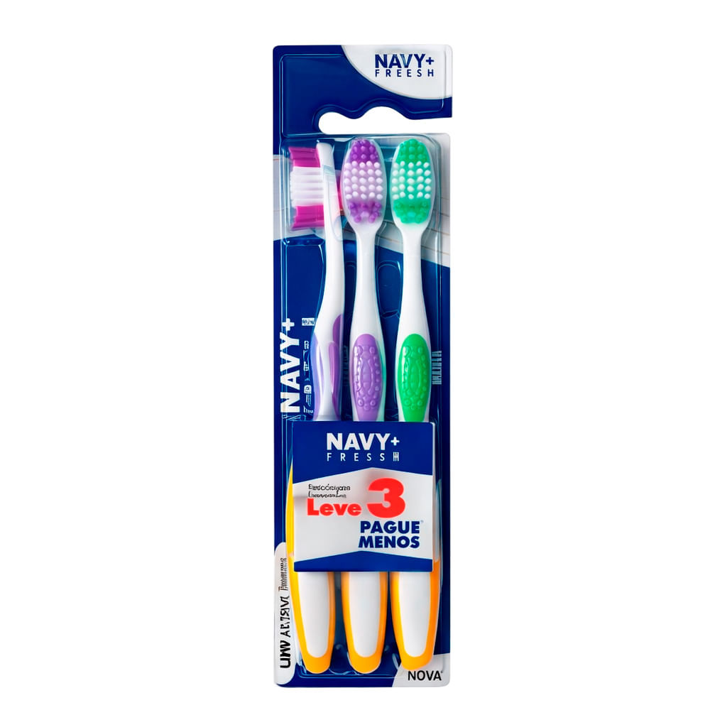 Escova Dental Frescor Navy + Fresh Leve 3 E Pague Menos em Oferta na Shopee