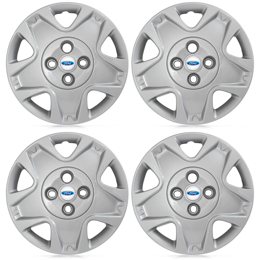 Jogo de Calota Aro 14 Ford Fiesta Hatch Sedan 2011 2012 C/ Emblema
