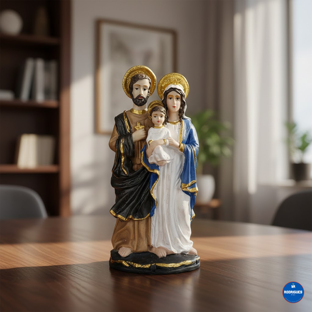 Imagem da Sagrada Família Resina Nacional 8 cm em Oferta na Shopee