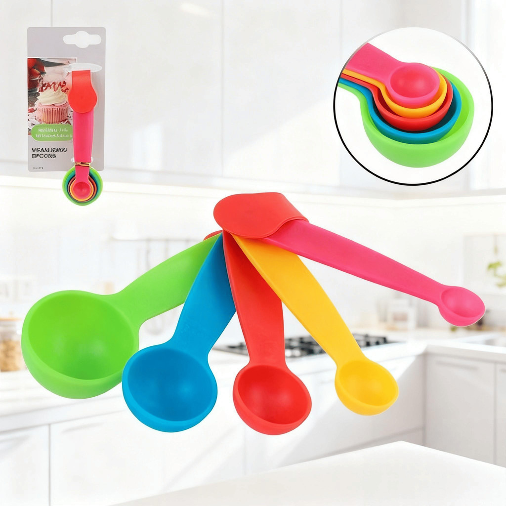 Colher Medidora Plástico 1,25ml a 15ml 5 Peças Medição Proteína Café Leite Em Pó Cozinha Receita Medida Colheres