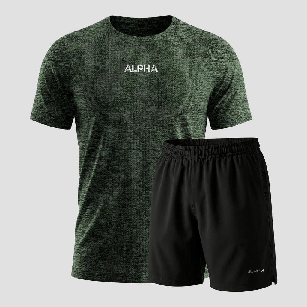 Kit Bermuda+Camiseta Dry Fitness Academia Alpha Co em Oferta na Shopee
