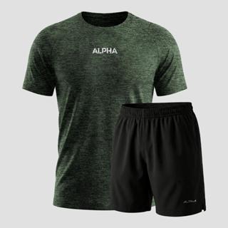 Kit Bermuda+Camiseta Dry Fitness Academia Alpha Co em Oferta na Shopee