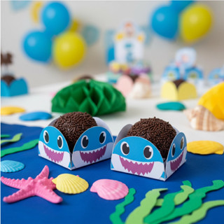 Forminhas para Doces  Tema BABY SHARK AZUL  - Decoração para Festas Aniversário BABY SHARK AZUL em Oferta na Shopee