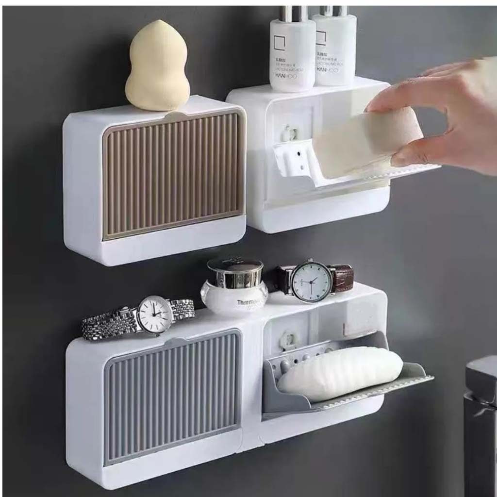 Double Soap Dish Holder With Adhesive For Grip - fácil de instalar e muito prática