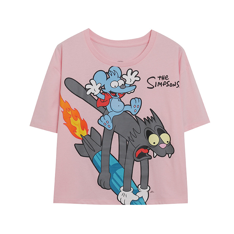 Comércio exterior criativo engraçado dos desenhos animados Anime impresso camiseta de manga curta feminina solta mais ma