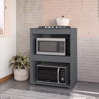 Balcão Para Cooktop 4 e 5 Bocas Armário de Cozinha Adriana Cor Cinza - TrialMoveis