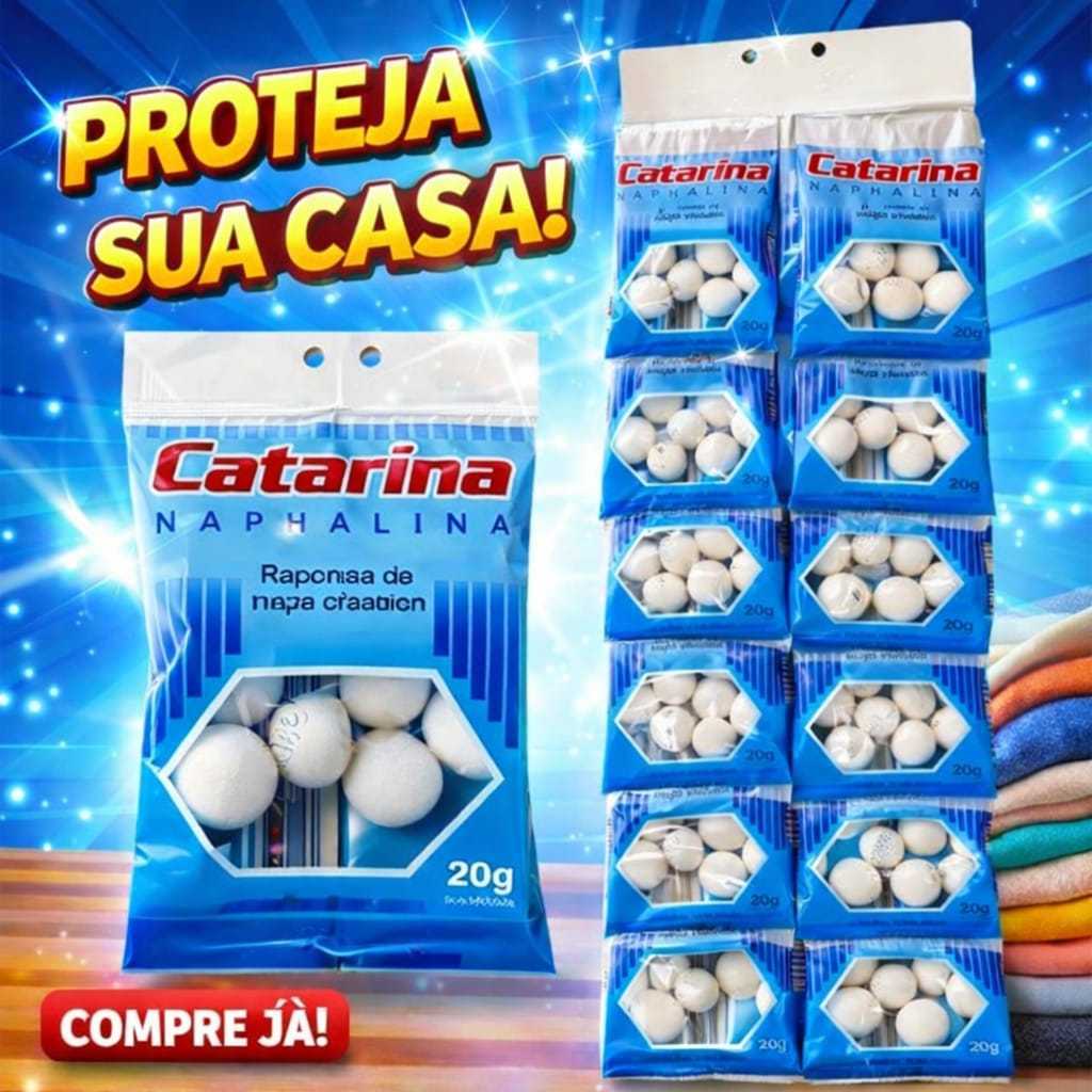 Naftalina Catarina – Kit com 12 Unidades para Proteção Contra Mofo, Umidade e Insetos em Roupas e Ambientes em Oferta na Shopee