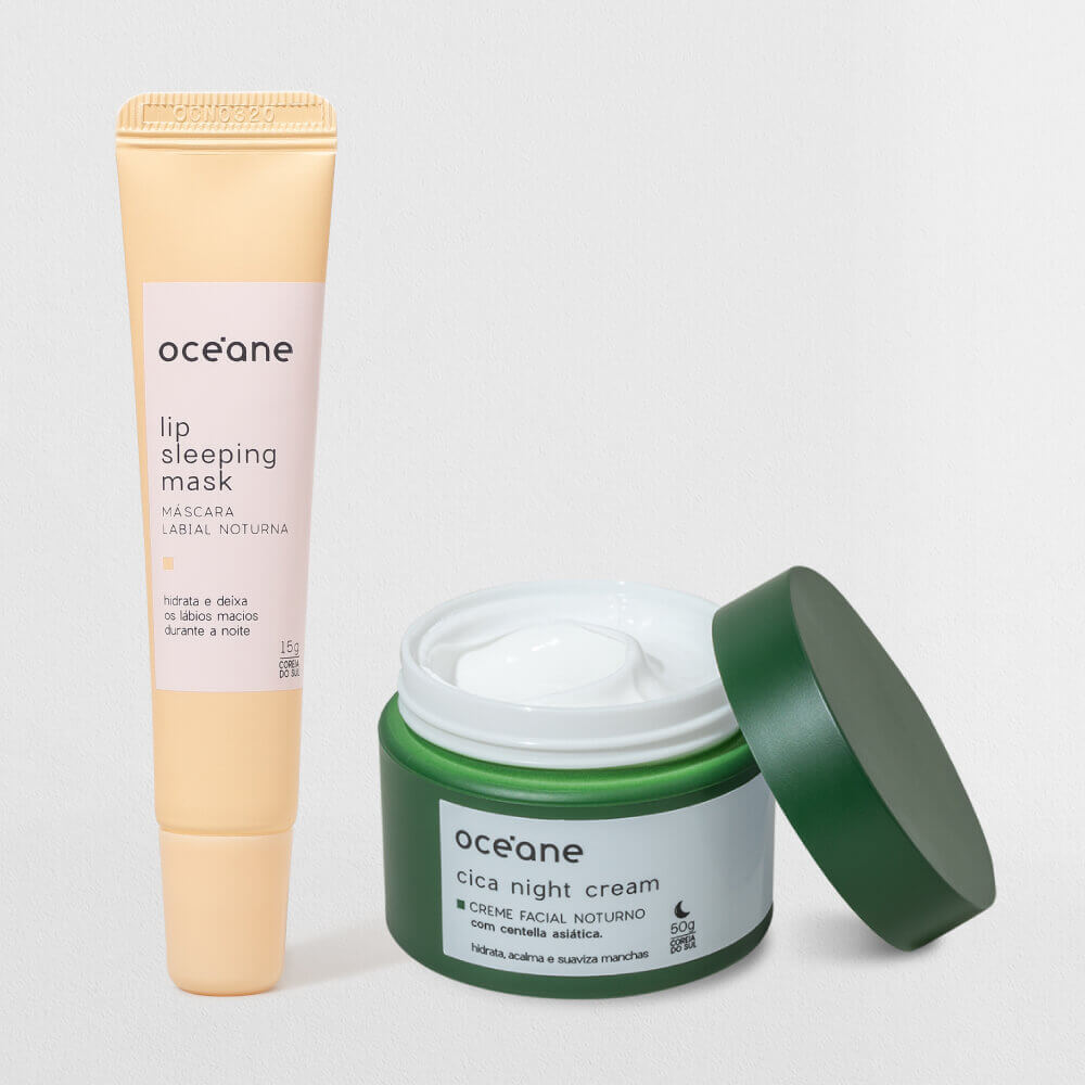 Kit Creme Facial Noturno Cica + Máscara Labial Noturna (2 Produtos) em Oferta na Shopee