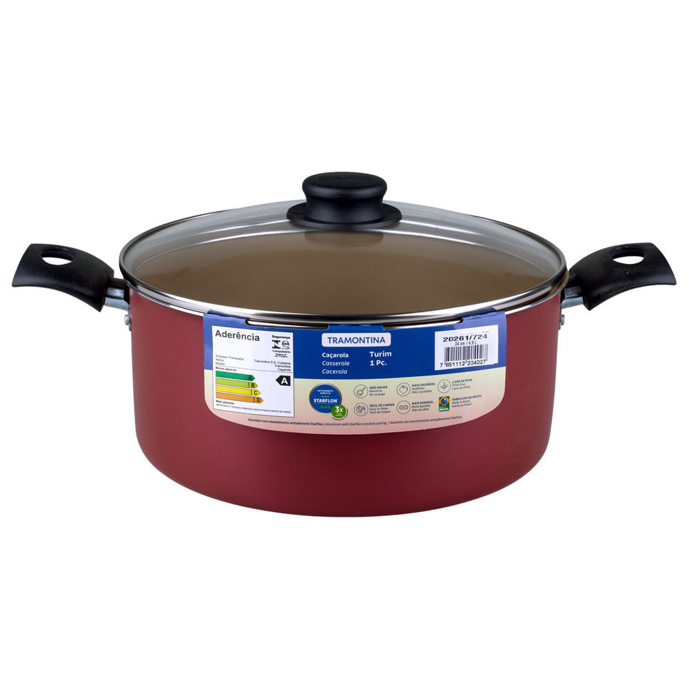Caçarola Aluminio 24CM Turim Tramontina Vermelha em Oferta na Shopee