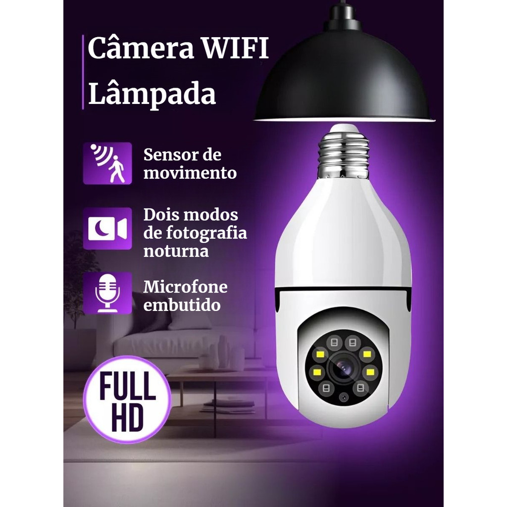 YSXLITE V720 ptz full HD Visão Noturna E27/A7 Câmera De Segurança ip Sem Fio wifi Tomada De Lâmpada 360-bivolt