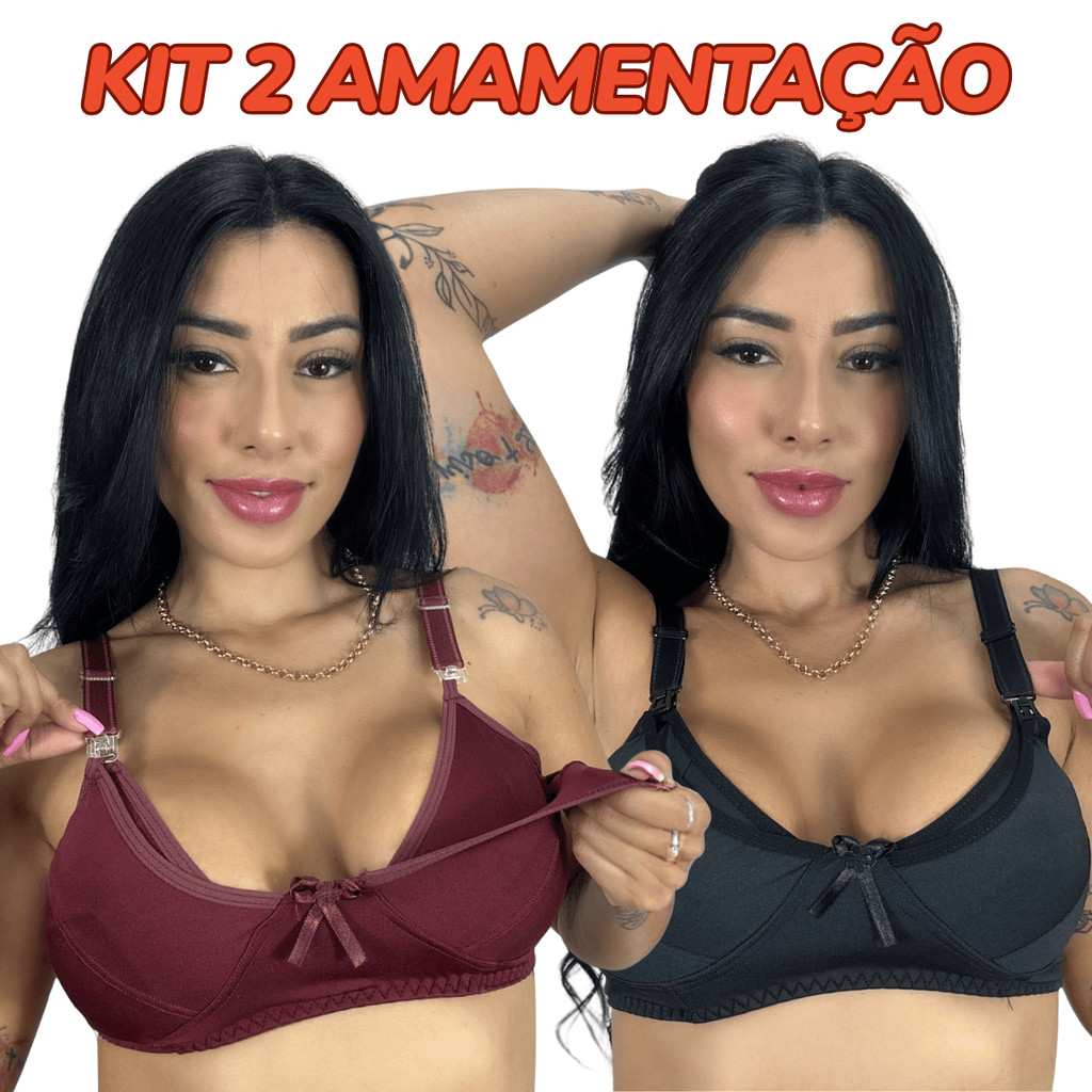 Kit 2 Sutiã Lingerie Amamentação Reforçado Micro Basic Gestante Pós Parto em Oferta na Shopee