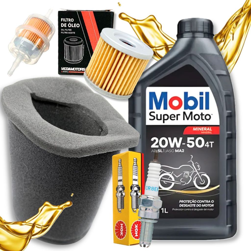 Kit Revisão P/ Suzuki Yes 125 / Intruder 125 Mobil 20w50 Filtros E Vela Ngk