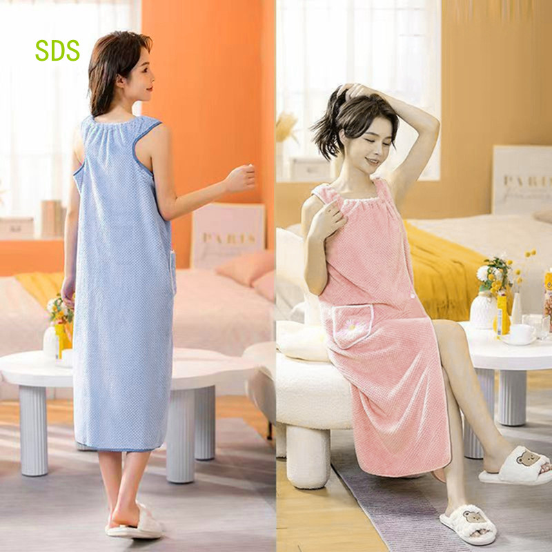 Ss 1pc Coral Veludo Saia de Banho Macio Absorvente Engrossado Chuveiro Towe Roupão Adulto Feminino Peito Envolto Wearabl