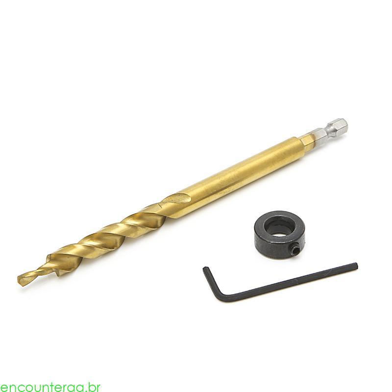Encontrora Furo Bolso Hexagonal 3 8 Broca Helicoidal + Conjunto Colar Parada Para Guia Gabarito