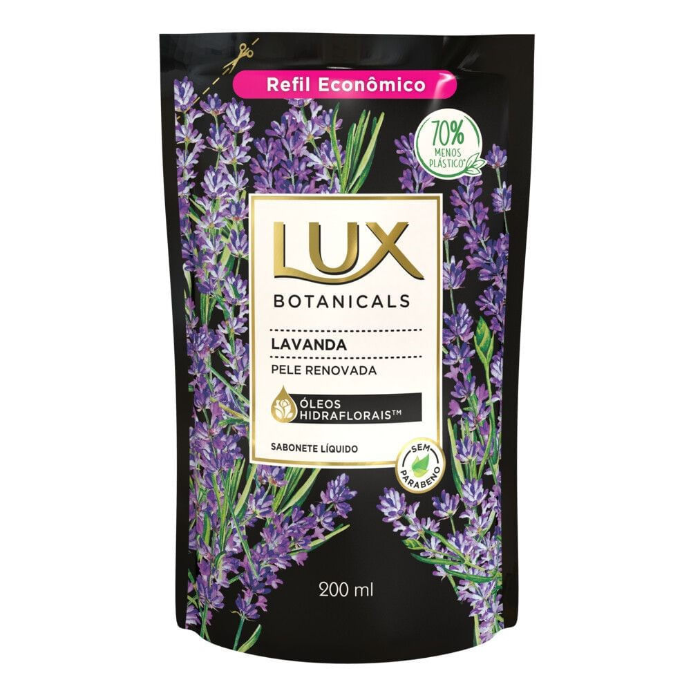 Sabonete Liquido Lux Botanicals Lavanda Óleos Hidraflorais Pele Renovada Refil 200ml em Oferta na Shopee