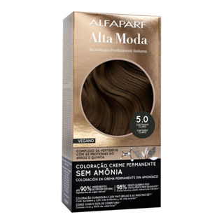 Coloração Creme Permanente Alfaparf Alta Moda Vegano Sem Amônia 5.0 Castanho Claro em Oferta na Shopee