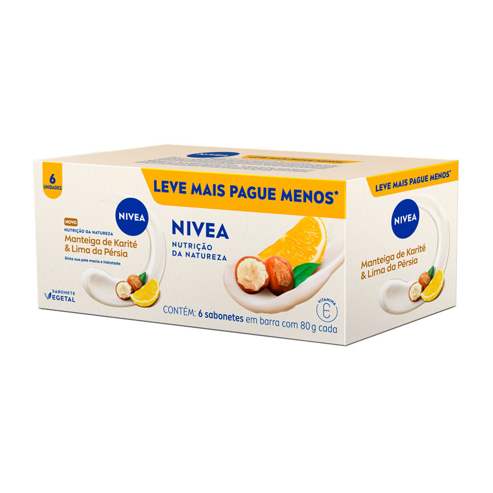 Sabonete em Barra Nivea Nutrição da Natureza Manteiga de Karité e Lima da Pérsia 6 Unidades de 80g cada em Oferta na Shopee