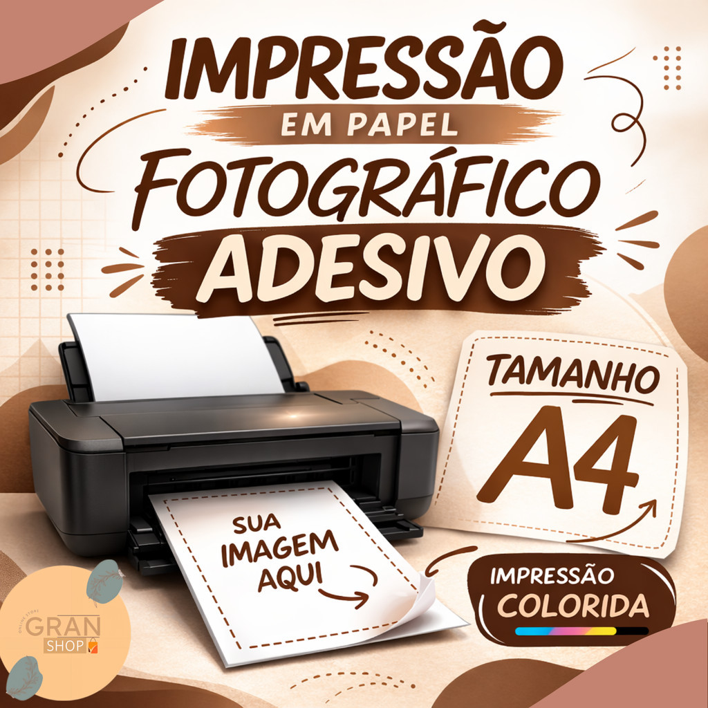 Impressão No Papel A4 Adesivo Fotográfico Colorida Tamanho A4