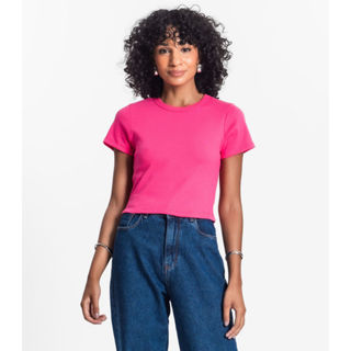 Blusa Cropped Ribana Básica Rovitex Rosa em Oferta na Shopee