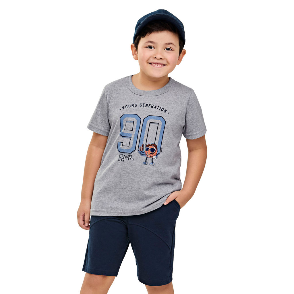 Conjunto Curto Infantil Menino Esportivo Elian Cinza em Oferta na Shopee