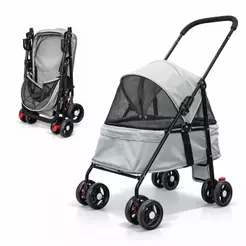 Carrinho de Passeio Pet para Cães e Gatos 10kg Dobrável