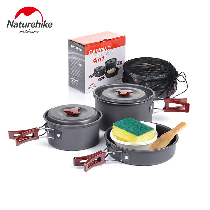 NH panelas ao ar livre piquenique churrasco portátil combinação pote conjunto talheres 2-3 pessoas deserto piquenique pa