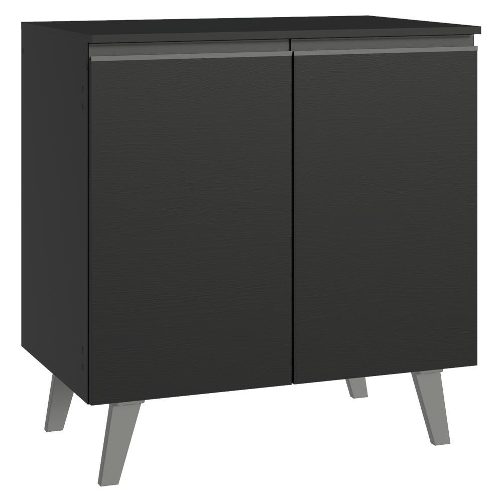 Balcão de Cozinha 80 cm 2 Portas Com Pés Preto Nice Madesa
