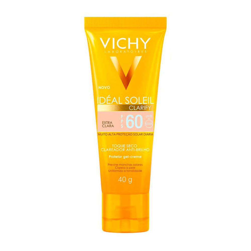 Protetor Solar Vichy Idéal Solei Clarify FPS 60 Cor Extra Clara 40g em Oferta na Shopee