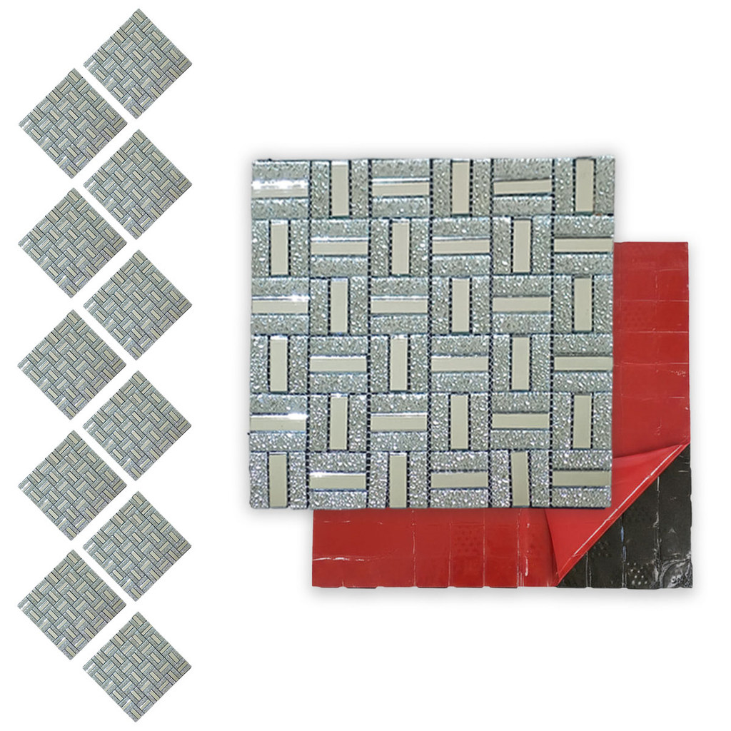 Pastilha De Vidro Adesiva Kit 11 Uni Parede Cozinha Lavabo Banheiro Sala Decorativa Moderna Requintado Facil Aplicacao