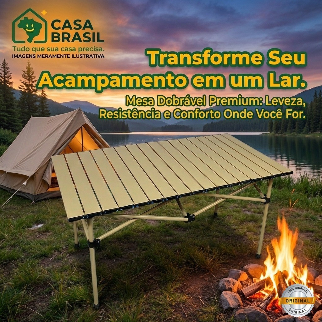 Mesa Camping Dobrável Portátil Maleta 95cm Reforçada Suporta 60kg Praia Piquenique Churrasco Oferta