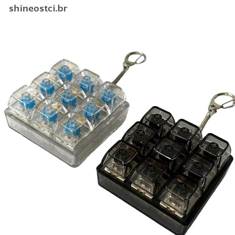 SHINE 4/9 Teclas Teclado Mecânico Eixo Testador LED Chave Brinquedo Alívio Do Estresse DIY Botão Fidget Keycap Chaveiro
