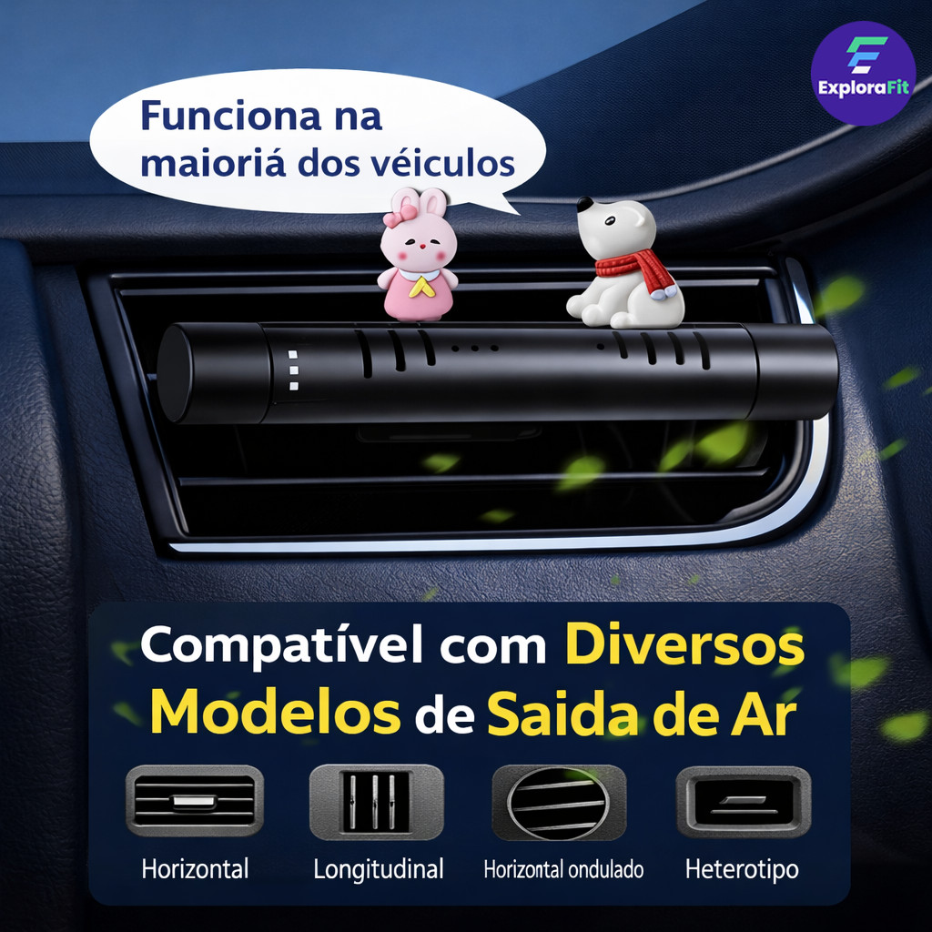 Aromatizador de Carro com Clipe para Ar Condicionado - Perfume, Aromaterapia e Purificação de Ar